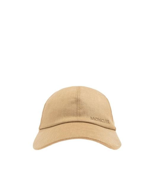 Moncler Natural Logo Embroidered Curved Peak Cap for men