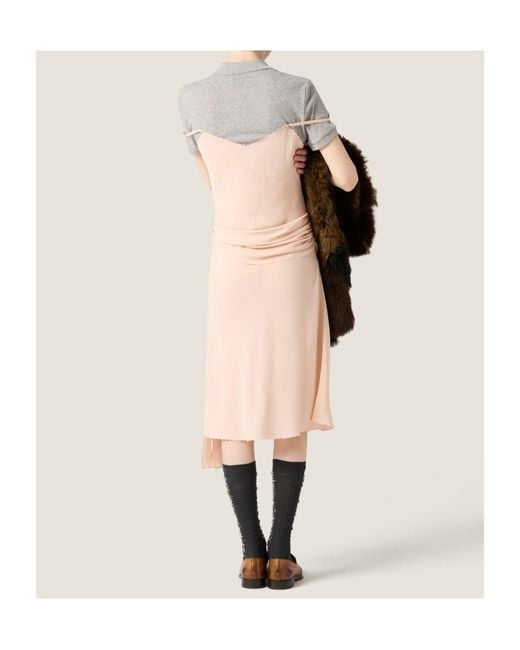 Miu Miu Natural Silk-Cotton Layered Midi Dress