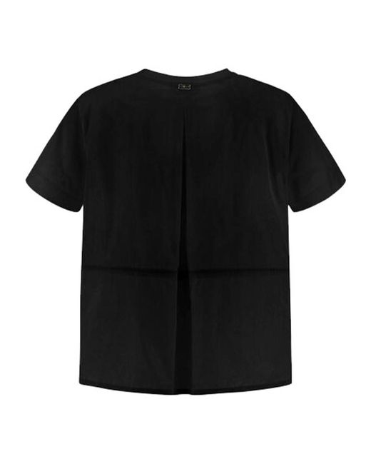 Herno Black Contrast-Panel Drawstring Waist T-Shirt