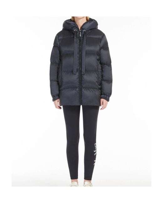 Max Mara Blue Long-Sleeve Hooded Padded Jacket