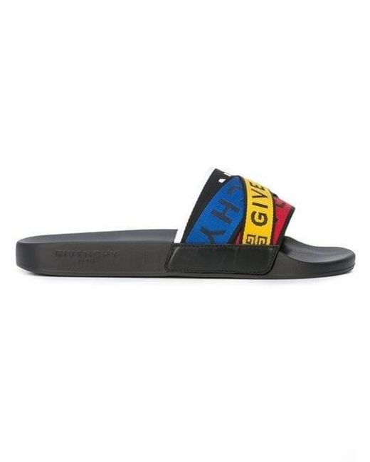 Givenchy Blue Logo Multicolored Ankle Strap Sandals for men