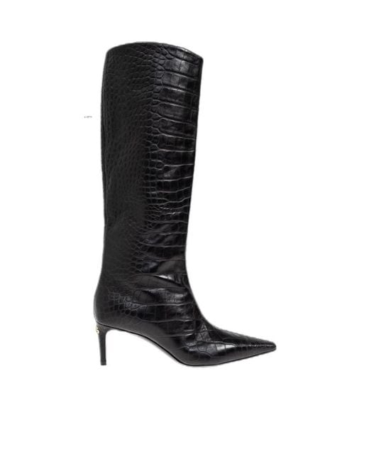 Dolce & Gabbana Black Dg Logo Plaque Embossed Boots