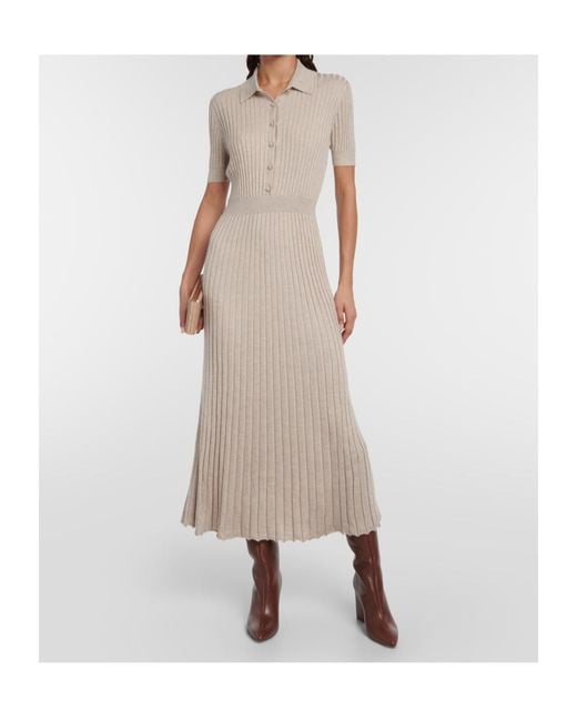 Gabriela Hearst Gray Amor Silk And Cashmere Midi Dress