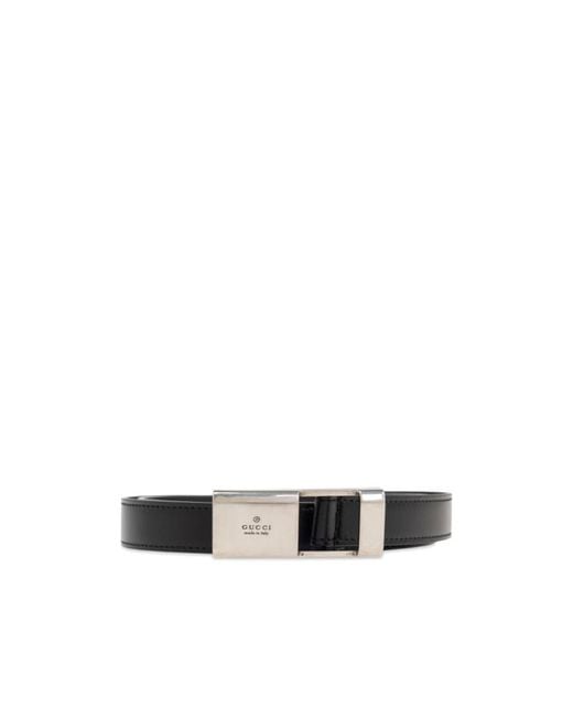 Gucci White Logo Engrave Buckle Belt for men