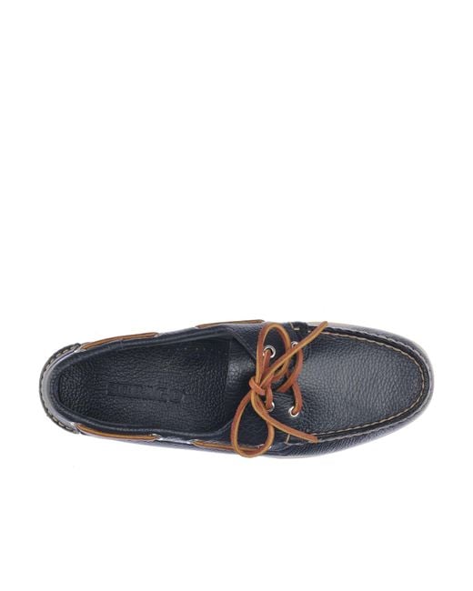 Sebago Blue Portland Martellato Lace-Up Loafers for men
