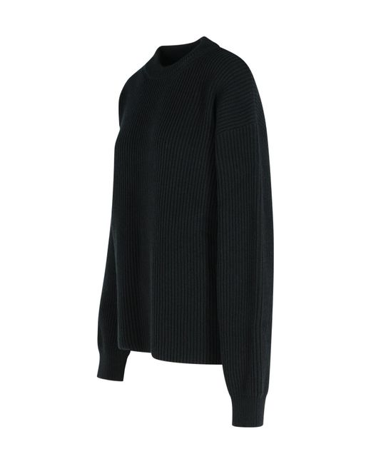 Jil Sander Black Midweight Crew-Neck Jumper