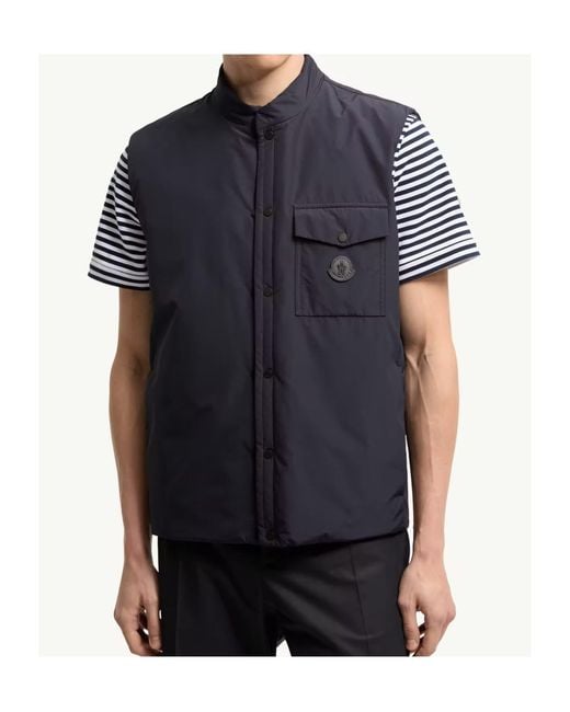 Moncler Blue Sahel Logo Patch Puffer Gilet for men
