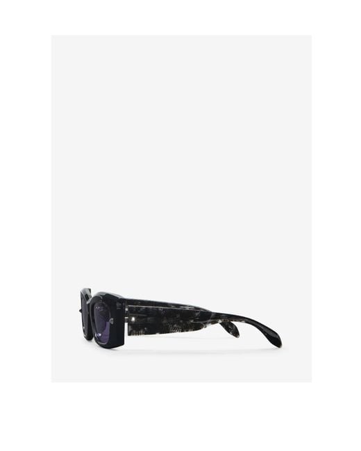 McQueen White Eyewear Rectangle Frame Sunglasses
