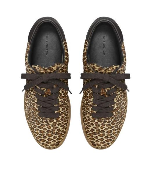 Tory Burch Brown Phoenix Leopard Printed Sneakers