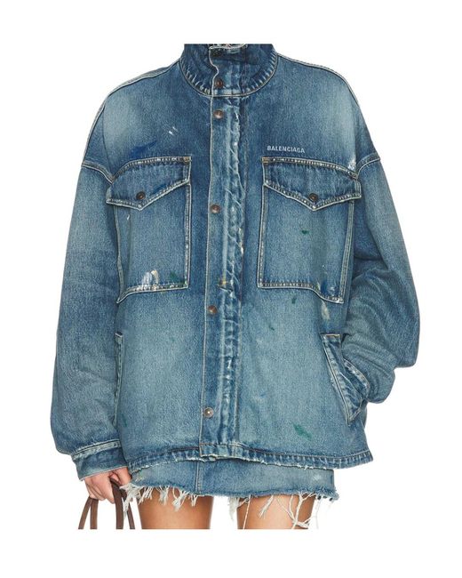 Balenciaga Blue Long-Sleeved Denim Jacket