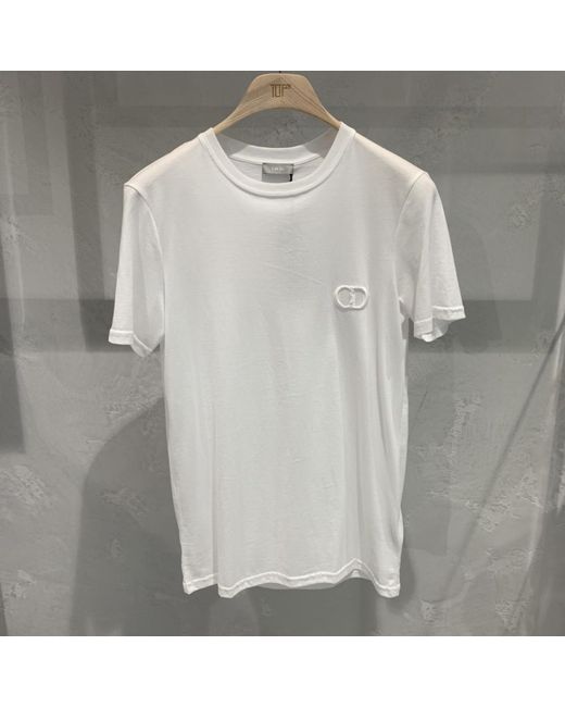 Dior White Homme Logo Detailed Crewneck T-Shirt for men
