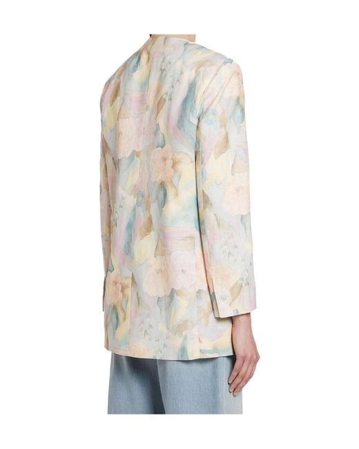 Marella White Floral-Patterned Casual Jacket