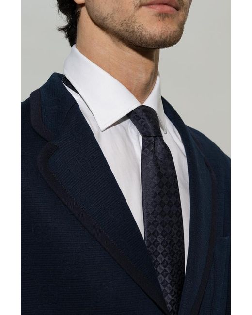 Emporio Armani Blue Jacquard Pattern Pointed Tip Tie for men