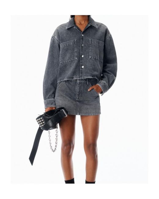 Alexander Wang Gray Cropped Long Sleeve Shirt