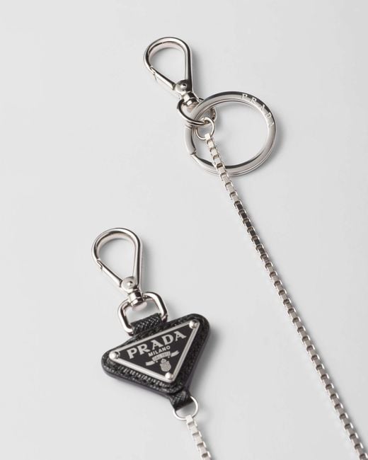 Prada White Metal Key Ring for men