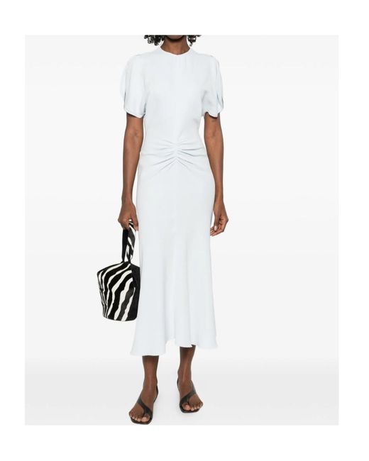 Victoria Beckham White Bela Midi Dress