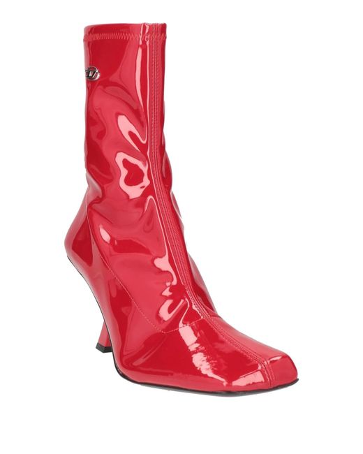 DIESEL Red Casual Shiny Ankle Boots