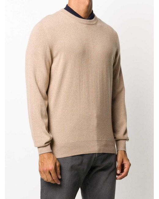 Brunello Cucinelli Natural Crew-Neck Fine-Knit Jumper for men