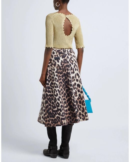 Ganni Green Solid Color Knit Short-Sleeve Top