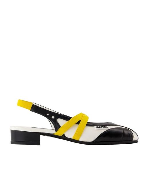 CAREL PARIS Yellow Carel Logo Patch Slingback Flat Shoes