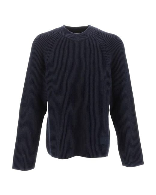 AMI Blue Ami Crewneck Knitted Jumper for men
