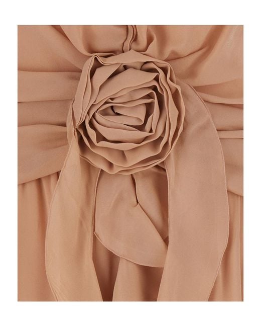 Blumarine Brown Ruffled Halterneck Maxi Dress