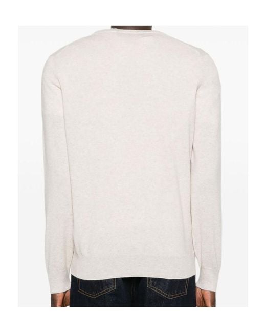 Brunello Cucinelli White Crew Neck Knitted Sweater for men