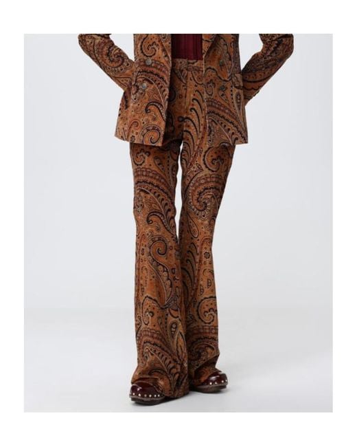 Etro Brown Casual Pants With Belt Loops