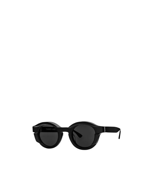 Thierry Lasry Black Slippery Round-Frame Sunglasses