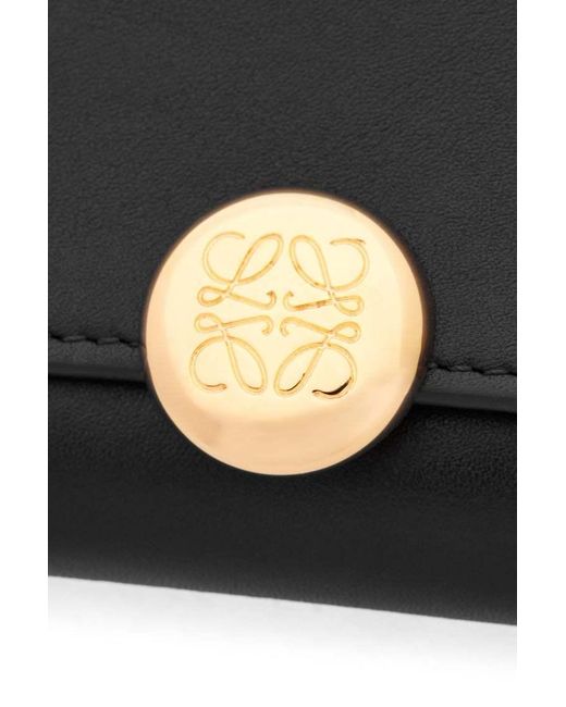 Loewe Black Logo Engraved Fold-Over Wallet