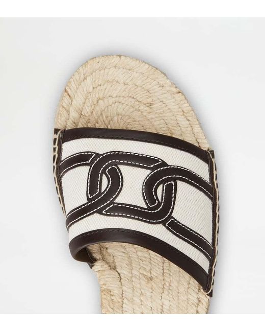 Tod's White Catena Logo-Embroidered Slides