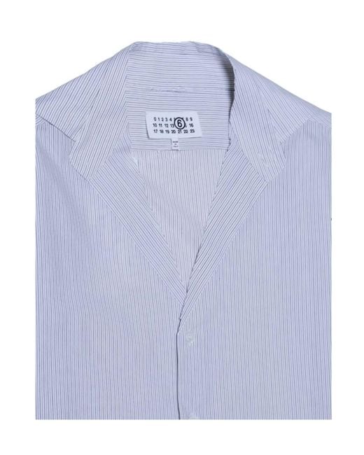 MM6 by Maison Margiela Blue Striped Collarless Shirt