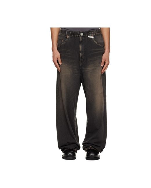 Maison Mihara Yasuhiro Black Drawstring Wide Jeans for men