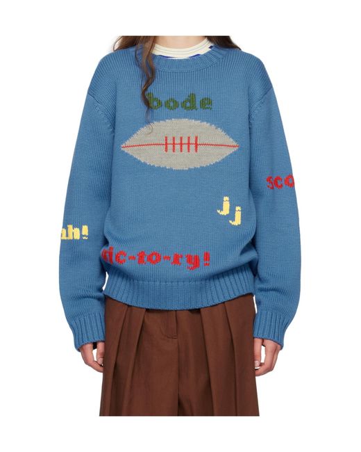 Bode Blue Spirit Crew Neck Sweater