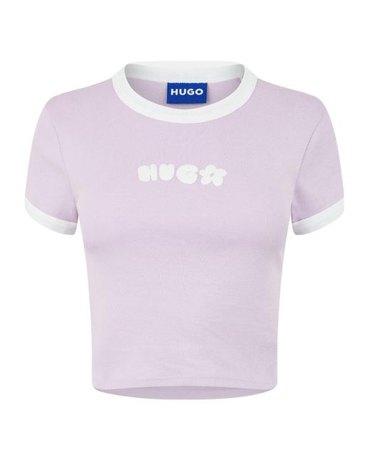 Boss Pink Ribbed Cropped Tshirt