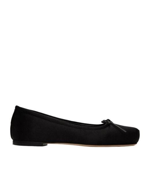 Aeyde Black Gabriella Satin Ballerina Shoes