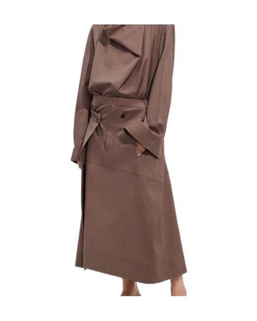 Bottega Veneta Brown Light Wool Toile Skirt