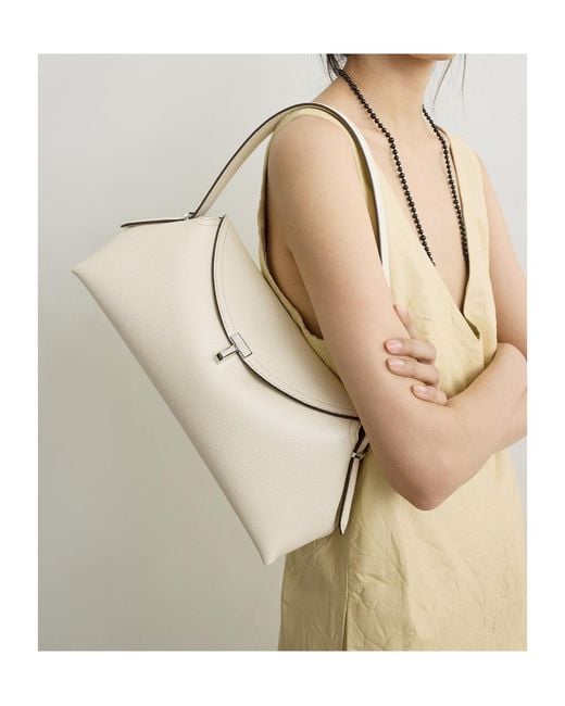 Totême Natural Totême T-Lock Embroidered Top Handle Bag