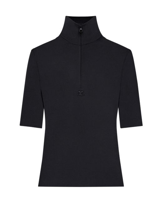Courreges Blue Half-Zip Top
