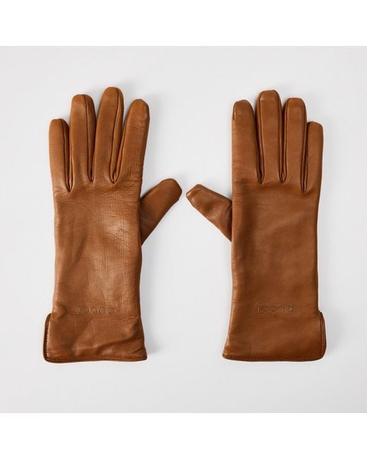 Gucci Brown Classic Tailored Leather Gloves