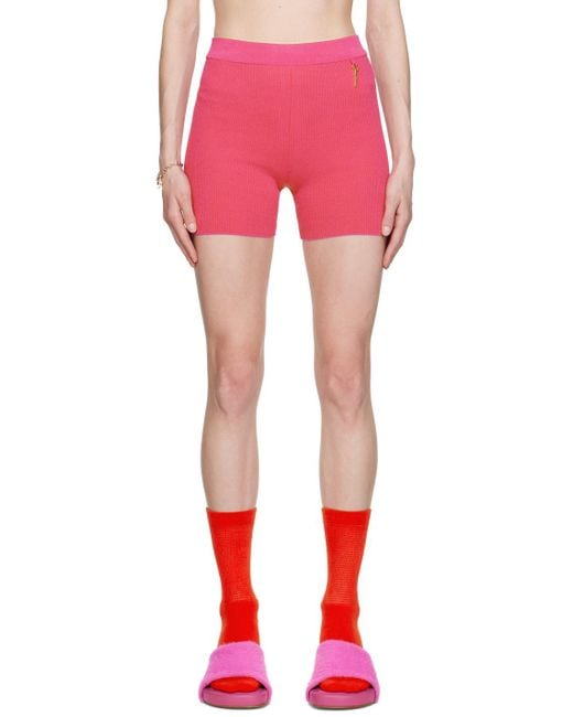 Jacquemus Pink Charm Logo Knit Shorts