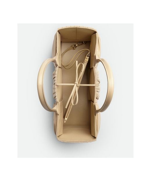 Bottega Veneta Natural Arco Woven Pleated Tote Bag