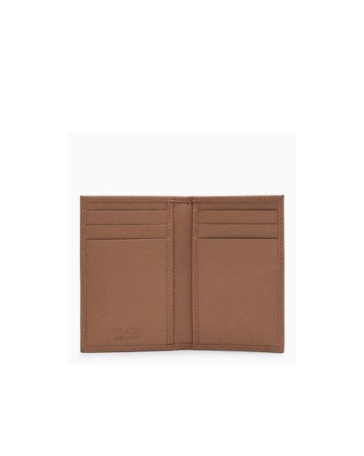 Prada Brown Triangle Logo Bifold Wallet for men