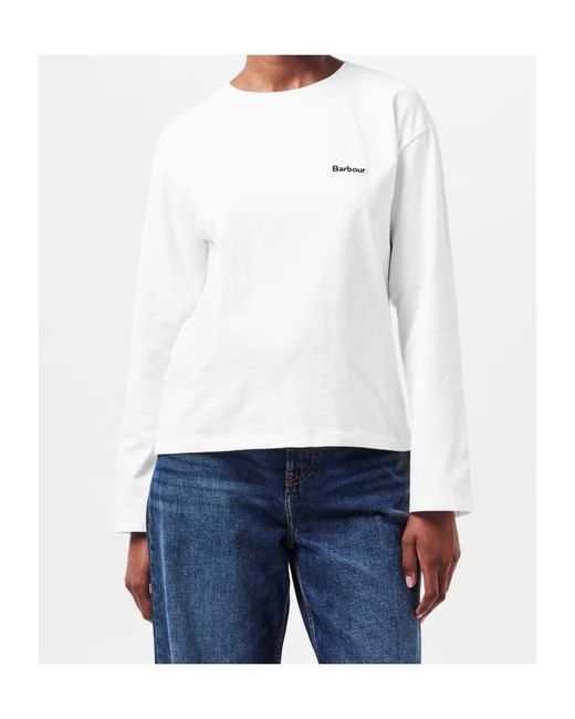 Barbour White Lavensdale Long-Sleeved T-Shirt