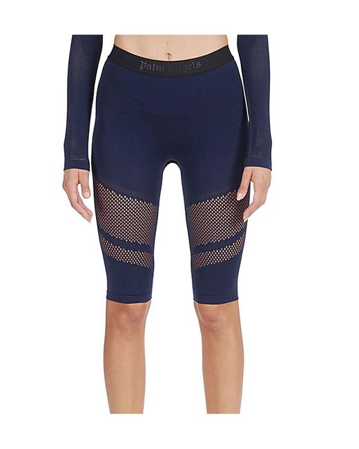 Palm Angels Blue Slim-Fit Mesh-Detail Shorts