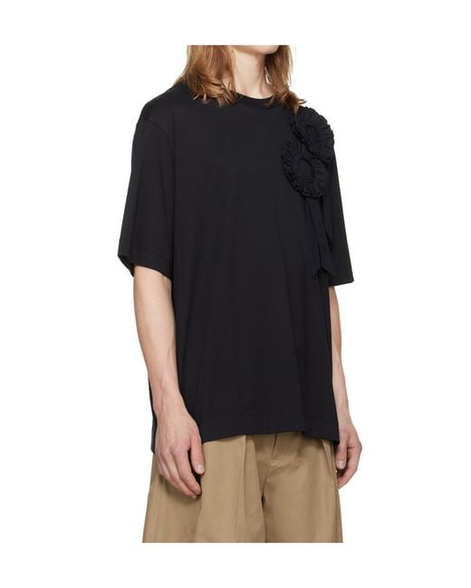 Simone Rocha Black Rosette Loose T-Shirt for men