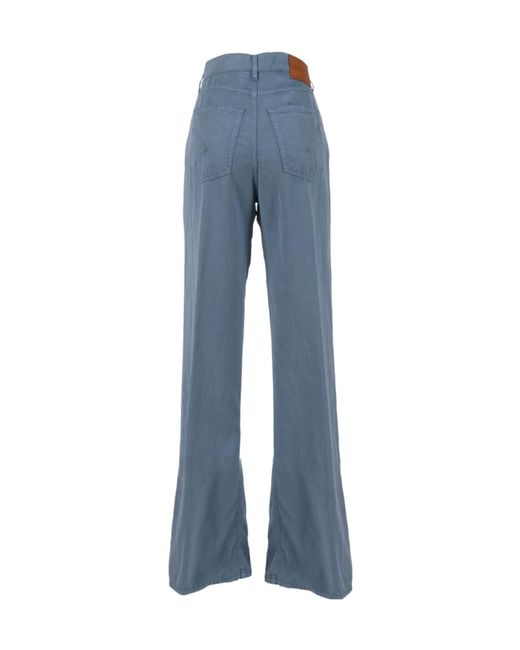 Dondup Blue High Waist Wide Leg Jeans