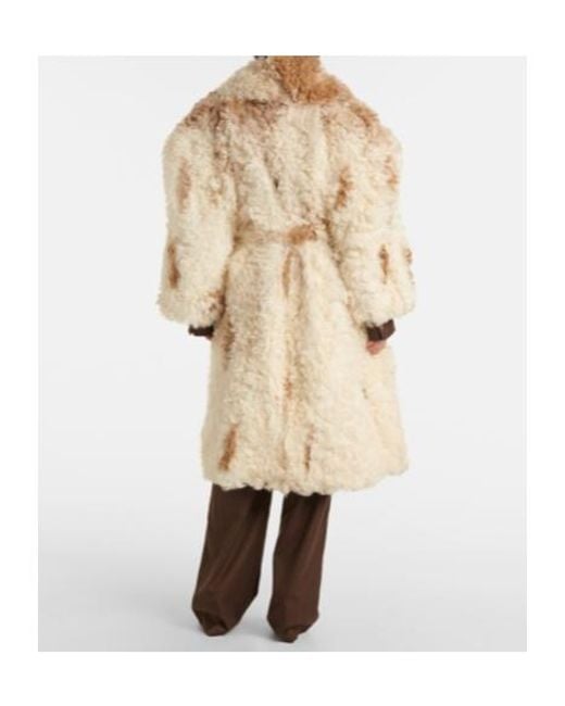 Magda Butrym White Belted Shearling Coat