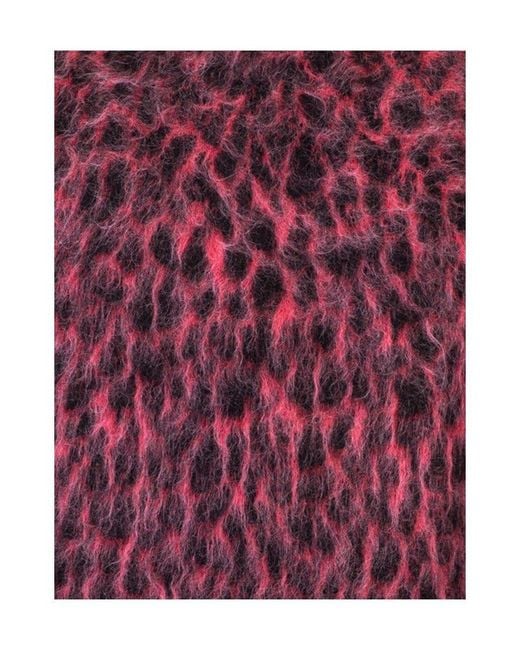 Saint Laurent Red Leopard Knitted Cardigan