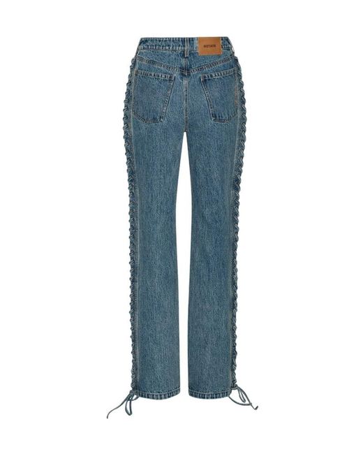 ROTATE BIRGER CHRISTENSEN Blue Laced Straight-Leg Jeans